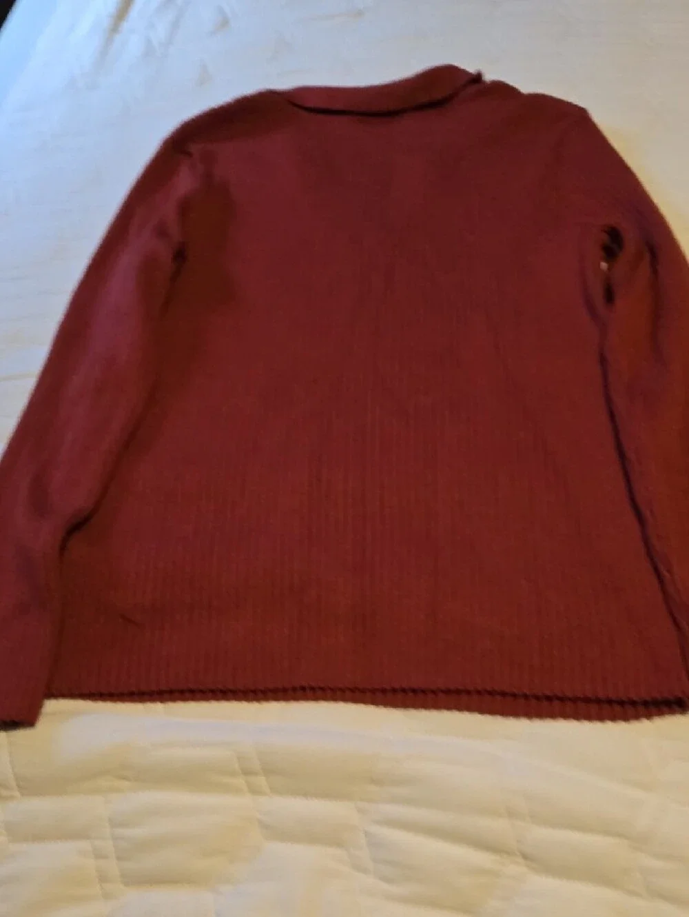 Collared V‑Neck Ribbed Sweater in Rust - Picture 3 of 5